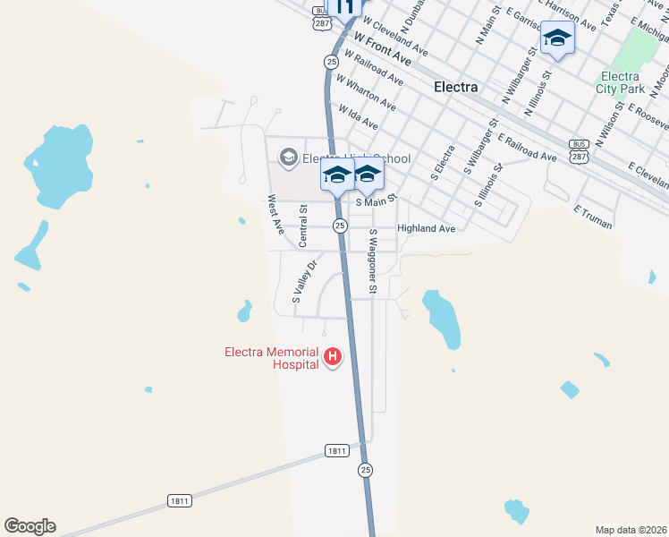 map of restaurants, bars, coffee shops, grocery stores, and more near 103 Meadow Lane in Electra