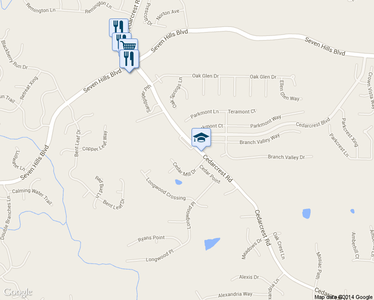 map of restaurants, bars, coffee shops, grocery stores, and more near 1305 Cedarcrest Road in Dallas