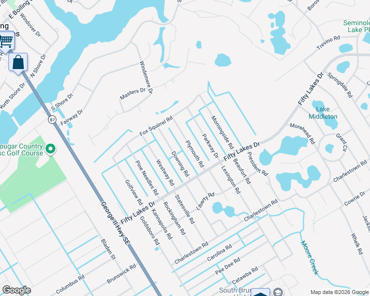 map of restaurants, bars, coffee shops, grocery stores, and more near Plymouth Road in Southport