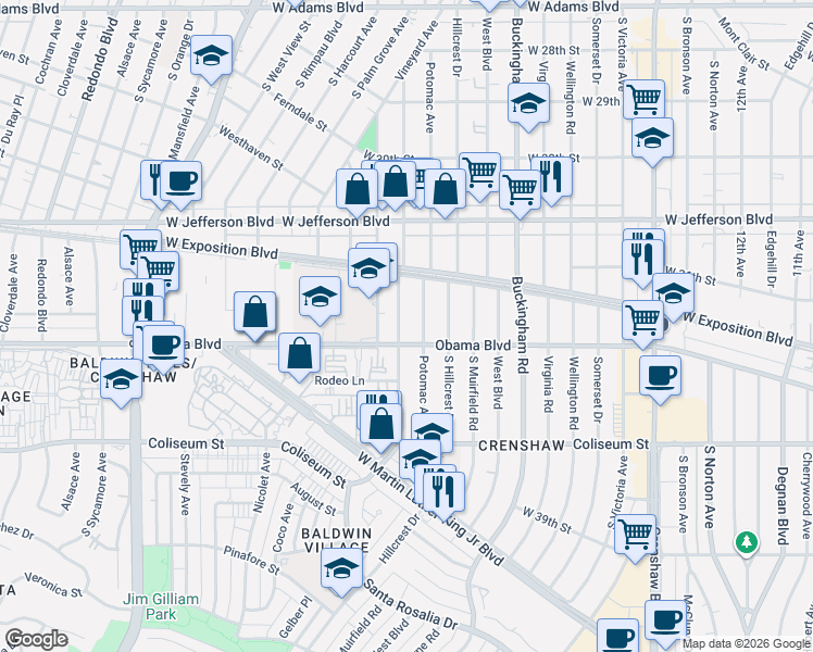 map of restaurants, bars, coffee shops, grocery stores, and more near 3571 Chesapeake Avenue in Los Angeles