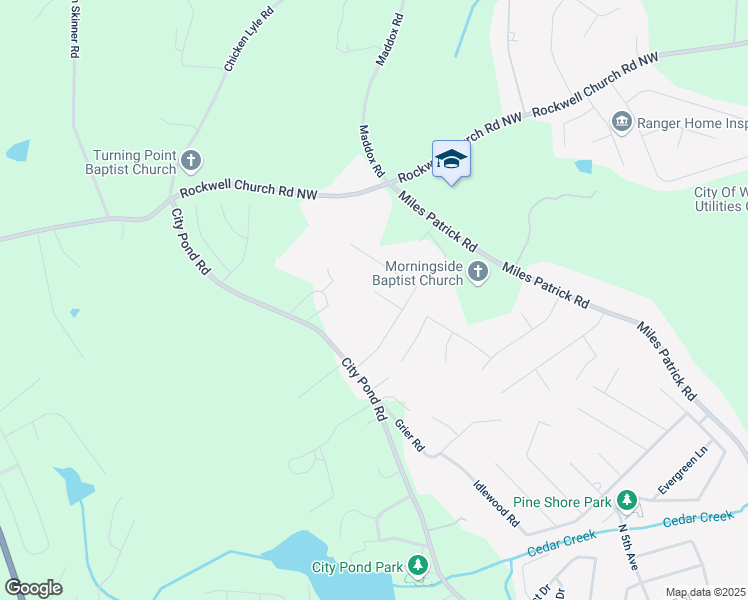 map of restaurants, bars, coffee shops, grocery stores, and more near 926 Live Oak Court in Winder