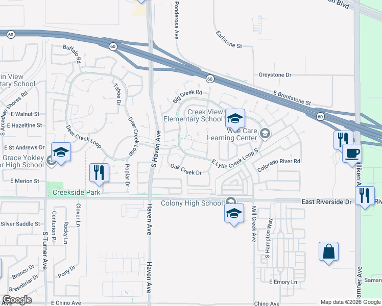 map of restaurants, bars, coffee shops, grocery stores, and more near in Ontario