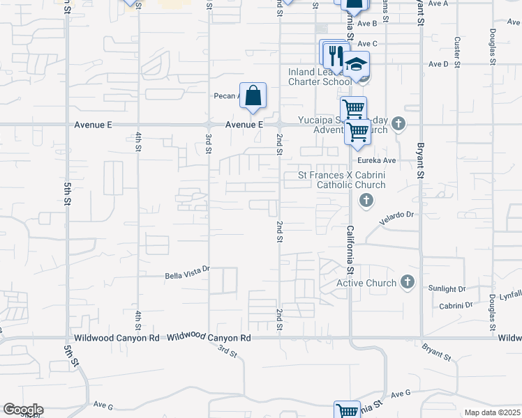 map of restaurants, bars, coffee shops, grocery stores, and more near 33575 #2 Yucaipa Boulevard in Yucaipa