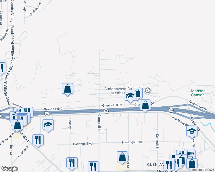 map of restaurants, bars, coffee shops, grocery stores, and more near 9562 Reservoir Road in Riverside