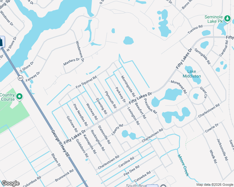 map of restaurants, bars, coffee shops, grocery stores, and more near Parkway Drive in Southport