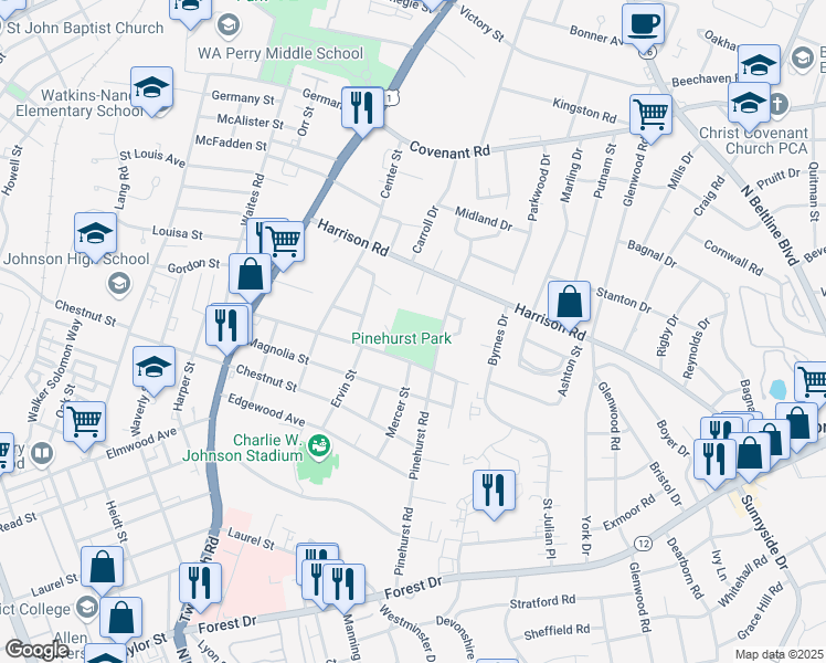 map of restaurants, bars, coffee shops, grocery stores, and more near 2826 Ansel Street in Columbia