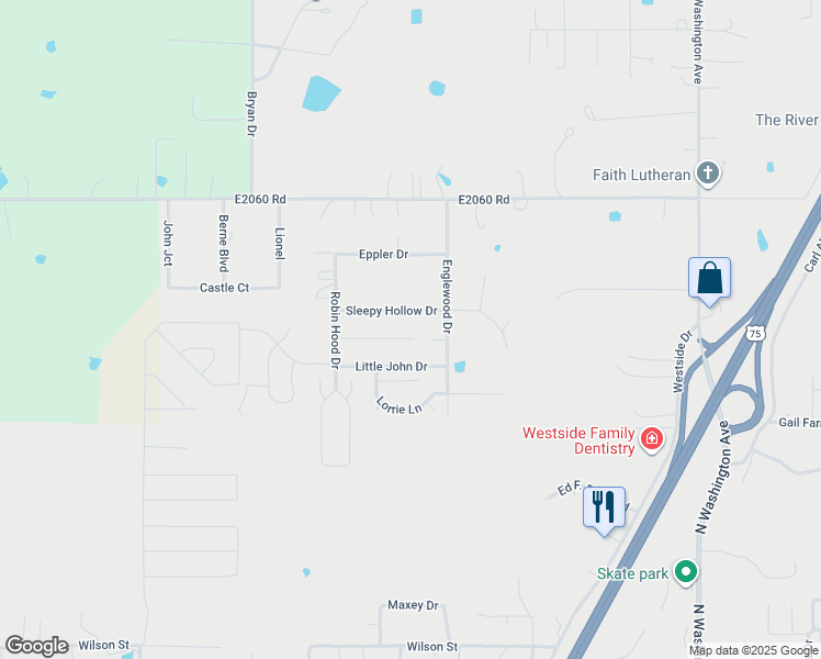 map of restaurants, bars, coffee shops, grocery stores, and more near 2702 Robinhood Place in Durant