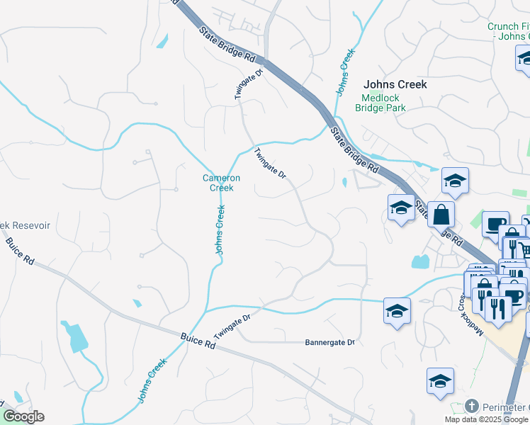map of restaurants, bars, coffee shops, grocery stores, and more near 865 Mount Katahdin Trail in Alpharetta