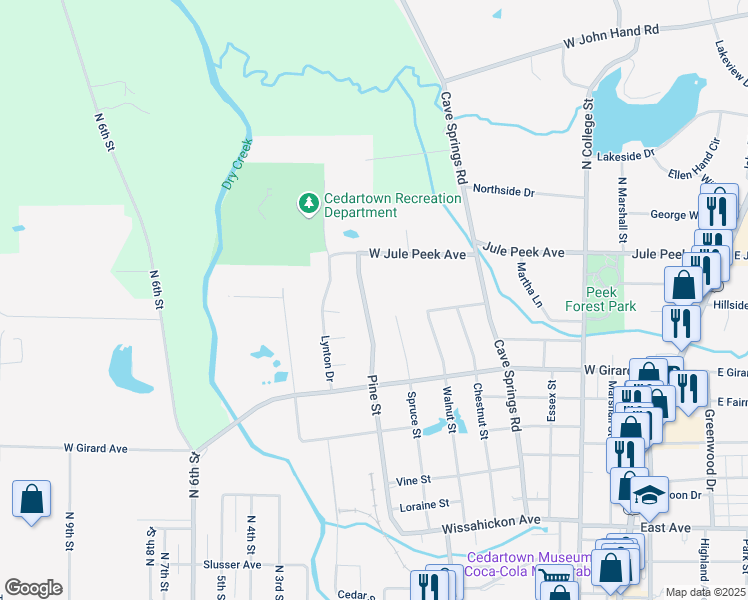 map of restaurants, bars, coffee shops, grocery stores, and more near 546 Pine Street in Cedartown