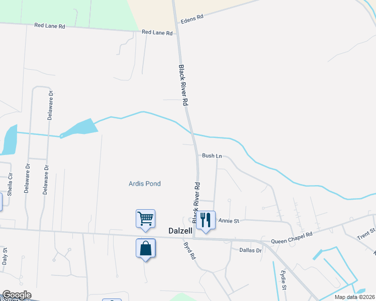 map of restaurants, bars, coffee shops, grocery stores, and more near 3540 Black River Road in Dalzell