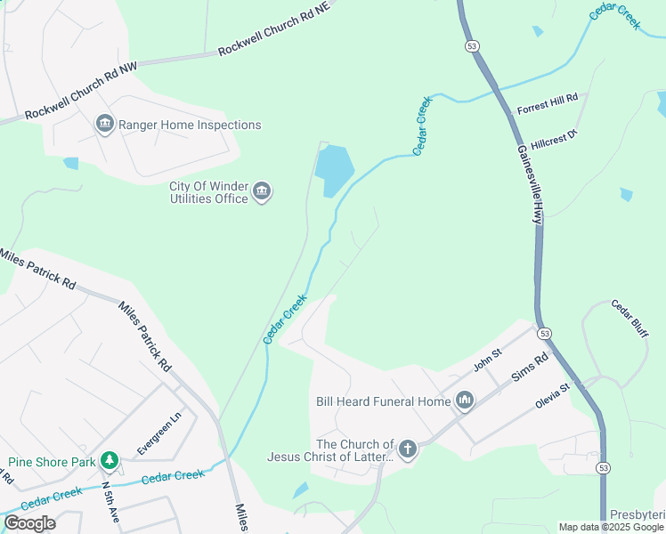 map of restaurants, bars, coffee shops, grocery stores, and more near 404 Ryan Circle in Winder