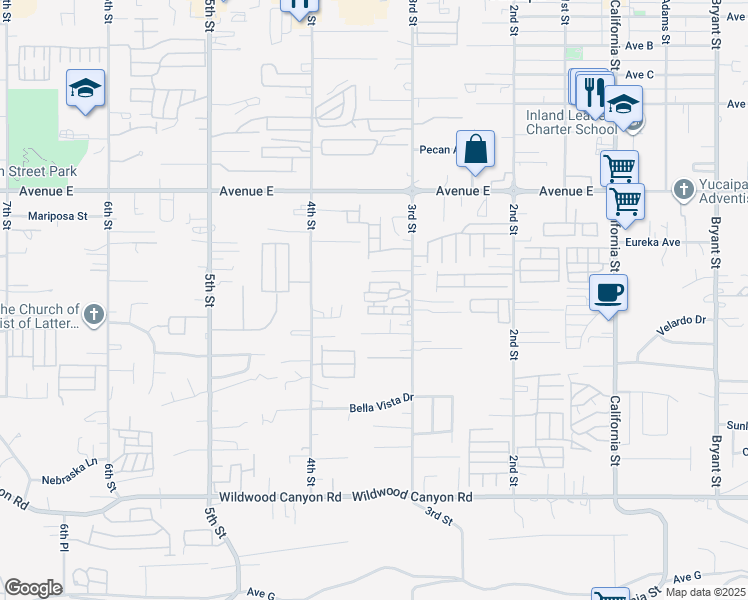 map of restaurants, bars, coffee shops, grocery stores, and more near 33575 #2 Yucaipa Boulevard in Yucaipa