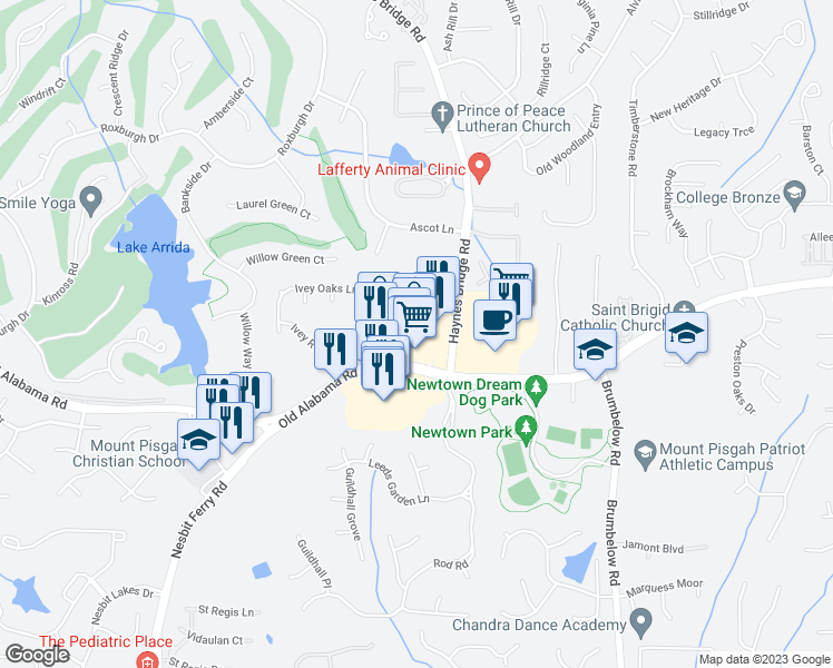 map of restaurants, bars, coffee shops, grocery stores, and more near 3000 Old Alabama Road in Johns Creek