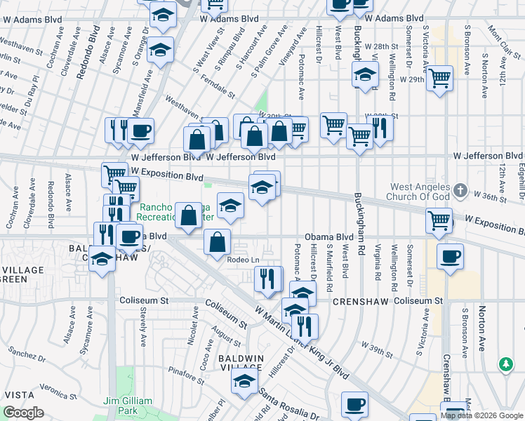 map of restaurants, bars, coffee shops, grocery stores, and more near 3537 Farmdale Avenue in Los Angeles