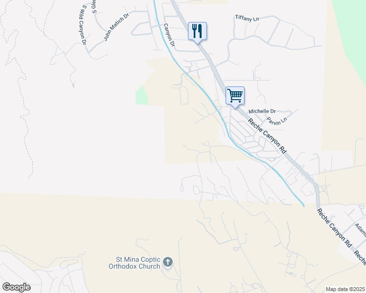 map of restaurants, bars, coffee shops, grocery stores, and more near 23958 Chantry Road in Colton