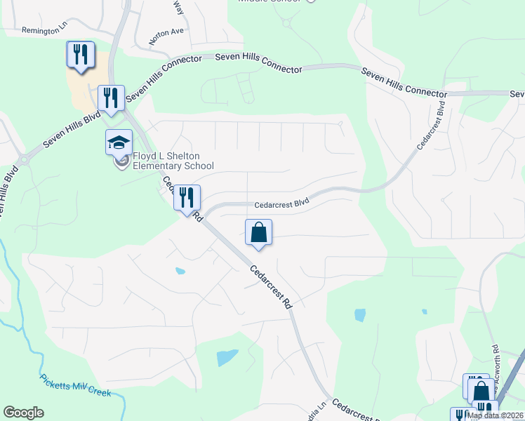 map of restaurants, bars, coffee shops, grocery stores, and more near 53 Branch Valley Way in Dallas