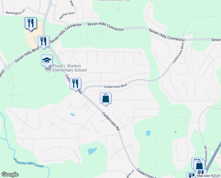 map of restaurants, bars, coffee shops, grocery stores, and more near 117 Branch Valley Way in Dallas