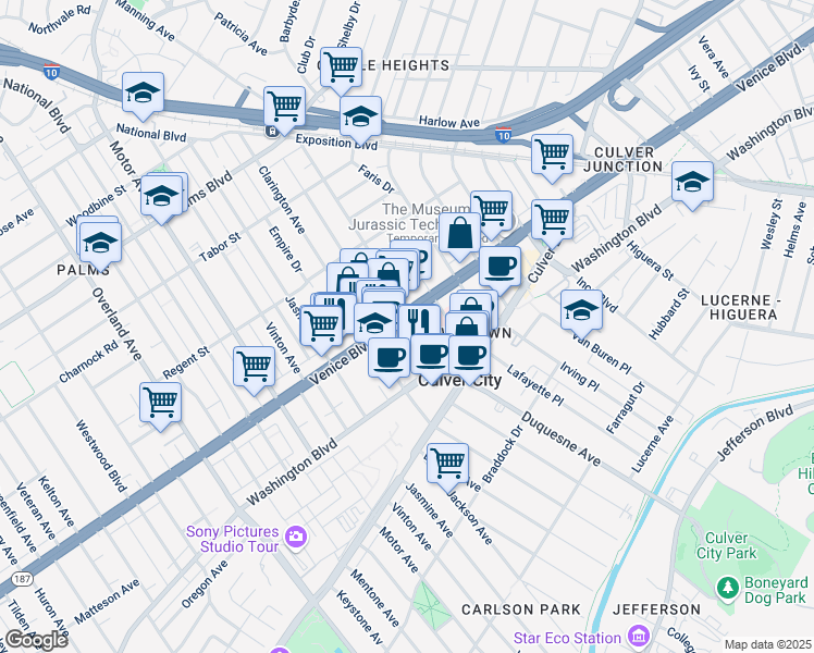 map of restaurants, bars, coffee shops, grocery stores, and more near in Los Angeles