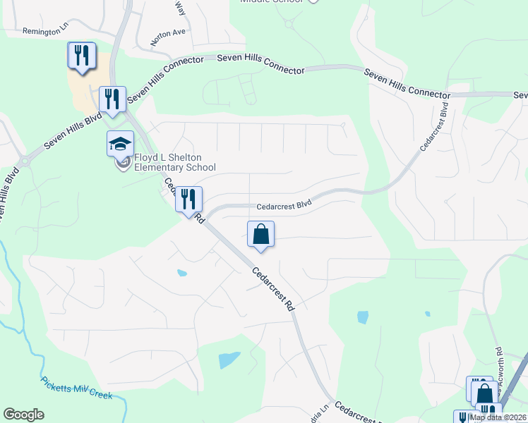 map of restaurants, bars, coffee shops, grocery stores, and more near 53 Branch Valley Way in Dallas