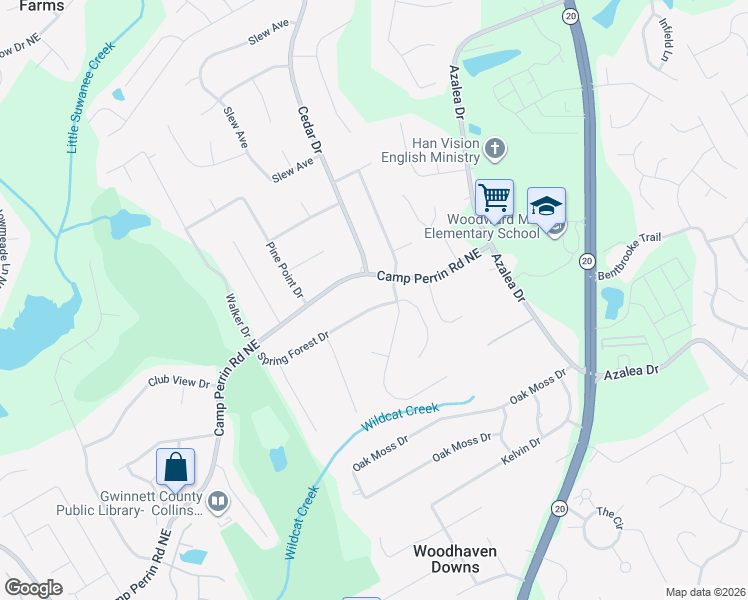 map of restaurants, bars, coffee shops, grocery stores, and more near 750 Spring Forest Drive in Lawrenceville