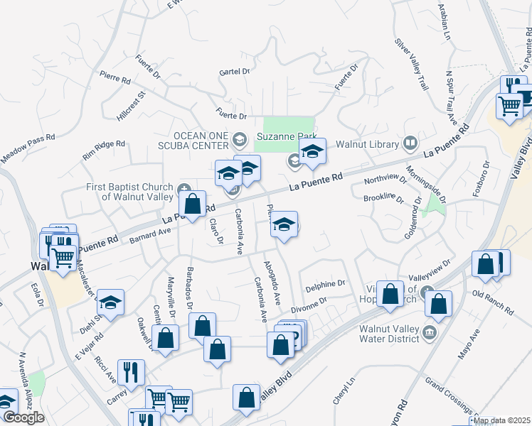 map of restaurants, bars, coffee shops, grocery stores, and more near 465 Pierre Road in Walnut