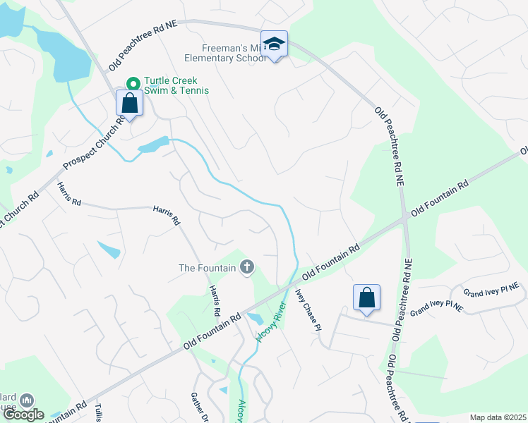 map of restaurants, bars, coffee shops, grocery stores, and more near 1263 Whisperwood Lane in Lawrenceville