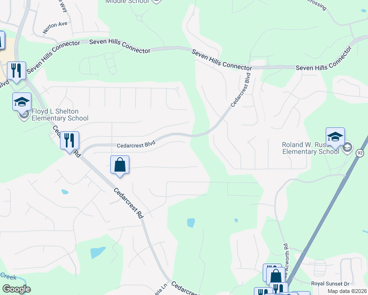 map of restaurants, bars, coffee shops, grocery stores, and more near 372 Branch Valley Way in Dallas
