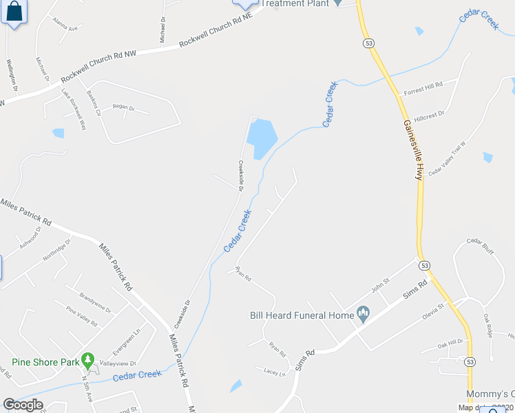 map of restaurants, bars, coffee shops, grocery stores, and more near 404 Ryan Cir in Winder