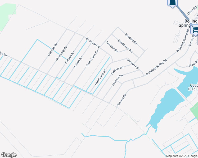 map of restaurants, bars, coffee shops, grocery stores, and more near Hawthorne Road in Boiling Spring Lakes