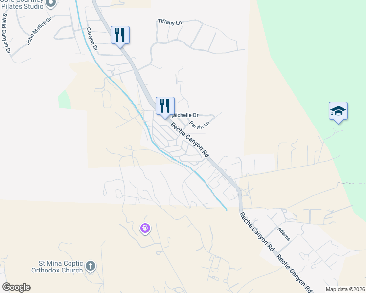 map of restaurants, bars, coffee shops, grocery stores, and more near 2751 Reche Canyon Road in Colton