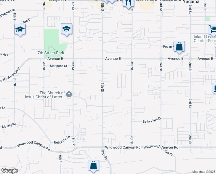 map of restaurants, bars, coffee shops, grocery stores, and more near 33575 #2 Yucaipa Boulevard in Yucaipa