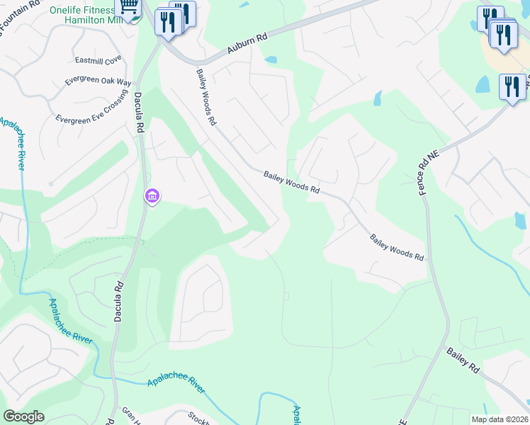 map of restaurants, bars, coffee shops, grocery stores, and more near 792 Pathview Court in Dacula