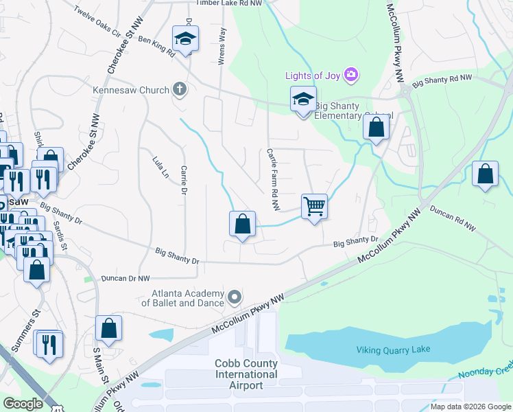 map of restaurants, bars, coffee shops, grocery stores, and more near 2810 Vintage Wood Way in Kennesaw