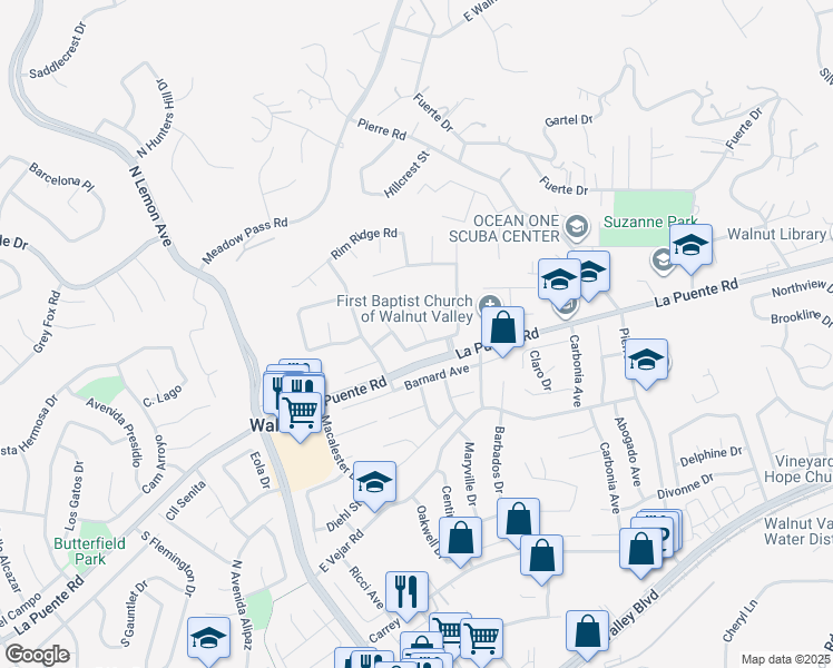 map of restaurants, bars, coffee shops, grocery stores, and more near 20333 North Big Creek Lane in Walnut