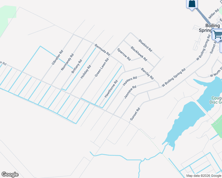 map of restaurants, bars, coffee shops, grocery stores, and more near Hawthorne Road in Boiling Spring Lakes