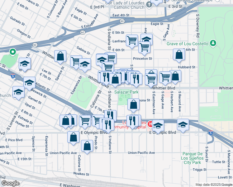 map of restaurants, bars, coffee shops, grocery stores, and more near 923 South Alma Avenue in Los Angeles