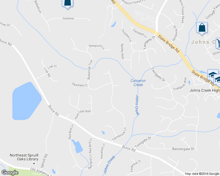 map of restaurants, bars, coffee shops, grocery stores, and more near 9910 Farmbrook Lane in Alpharetta