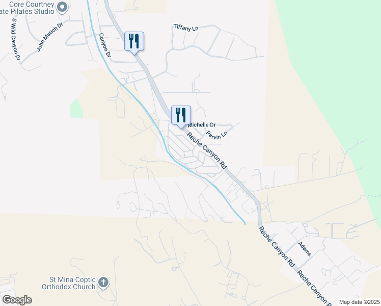 map of restaurants, bars, coffee shops, grocery stores, and more near 2751 Reche Canyon Road in Colton