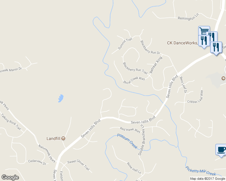 map of restaurants, bars, coffee shops, grocery stores, and more near 268 Treadstone Lane in Dallas