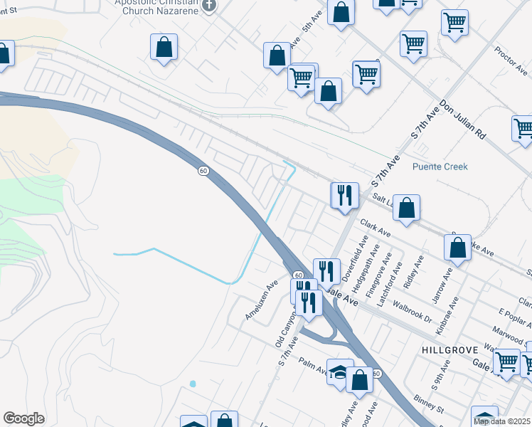map of restaurants, bars, coffee shops, grocery stores, and more near 901 South 6th Avenue in Hacienda Heights