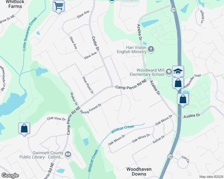 map of restaurants, bars, coffee shops, grocery stores, and more near 750 Spring Forest Drive in Lawrenceville