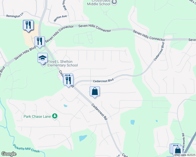 map of restaurants, bars, coffee shops, grocery stores, and more near 39 Branch Valley Way in Dallas