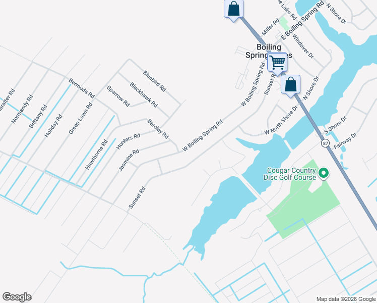 map of restaurants, bars, coffee shops, grocery stores, and more near 701 West Boiling Spring Road in Southport