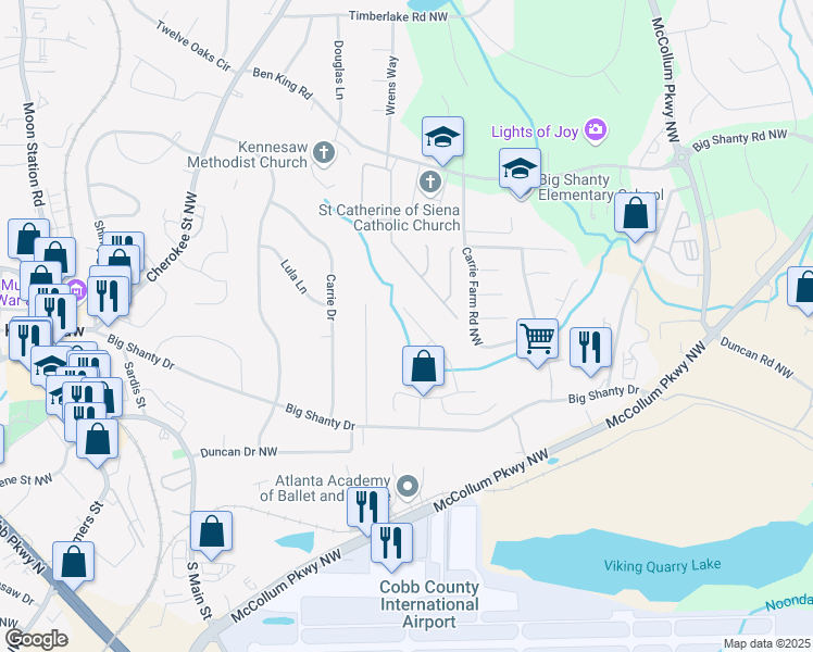 map of restaurants, bars, coffee shops, grocery stores, and more near 2817 Vintage Wood Way in Kennesaw