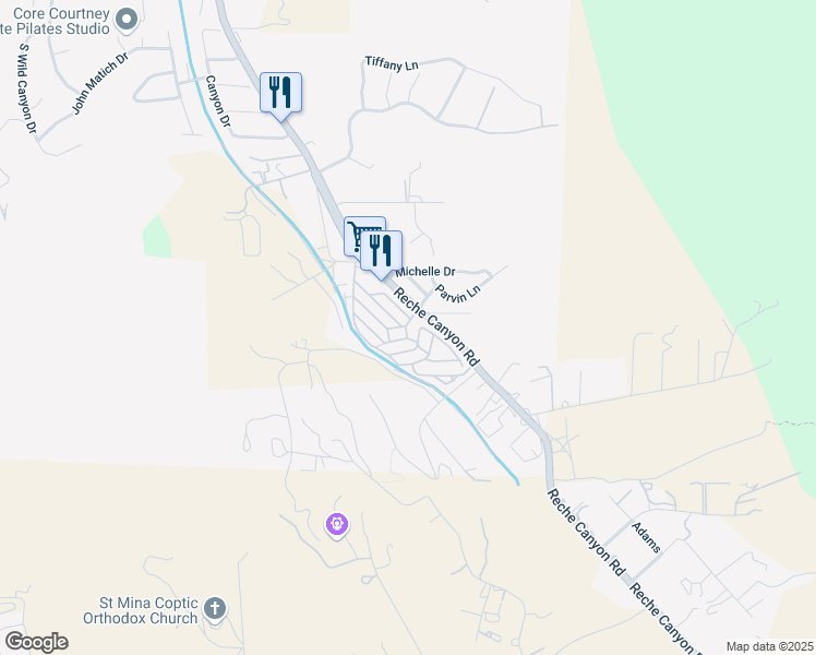 map of restaurants, bars, coffee shops, grocery stores, and more near 2751 Reche Canyon Road in Colton