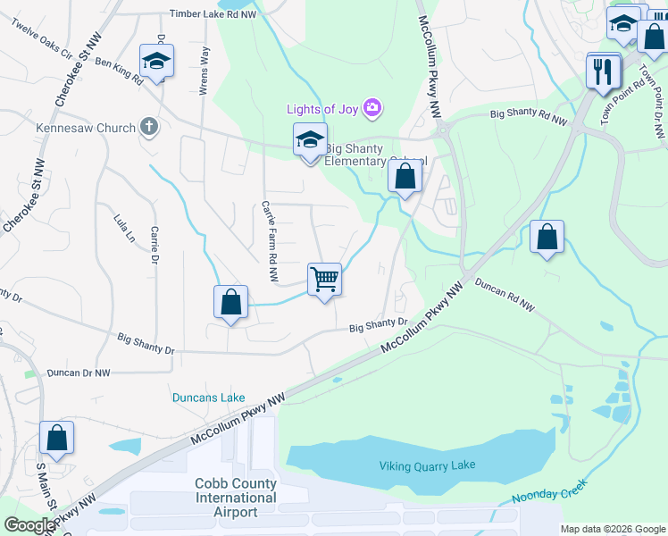 map of restaurants, bars, coffee shops, grocery stores, and more near in Kennesaw