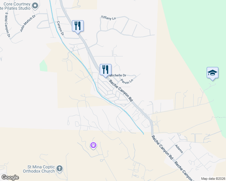 map of restaurants, bars, coffee shops, grocery stores, and more near 2751 Reche Canyon Road in Colton