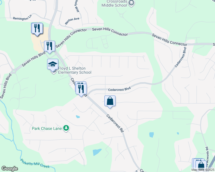 map of restaurants, bars, coffee shops, grocery stores, and more near 24 Parkmont Way in Dallas