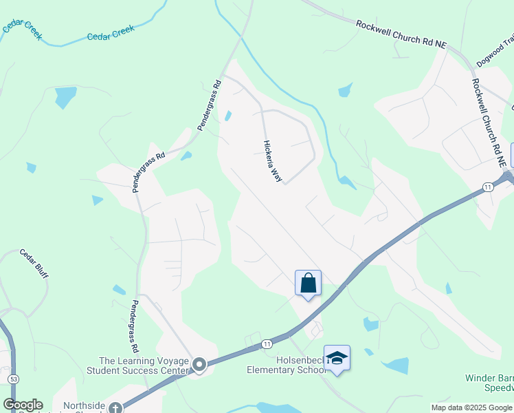 map of restaurants, bars, coffee shops, grocery stores, and more near 416 Arrowhatchee Drive in Winder