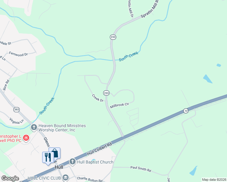 map of restaurants, bars, coffee shops, grocery stores, and more near 84 Millbrook Lane in Hull